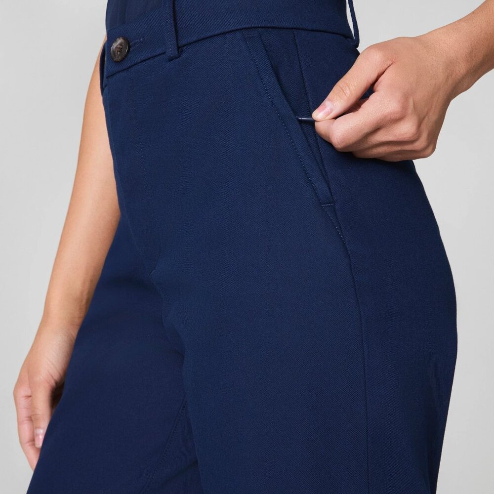 NWT SPANX Supersmooth Stretch Twill Straight Pant Zip-Pocket Timeless Navy - Picture 6 of 15